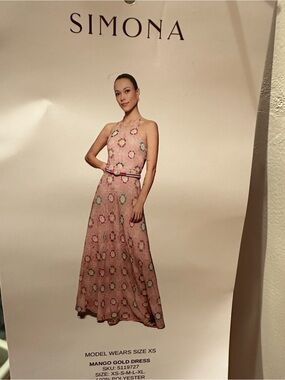 Simona Pink Floral Halter Maxi Dress